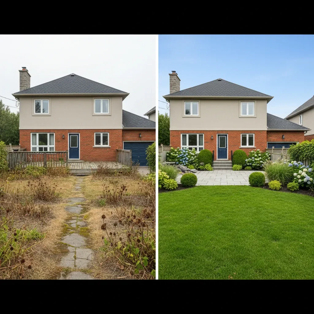 Landscape architect transformation - before and after by Elite Landscaping Fredericton in Fredericton